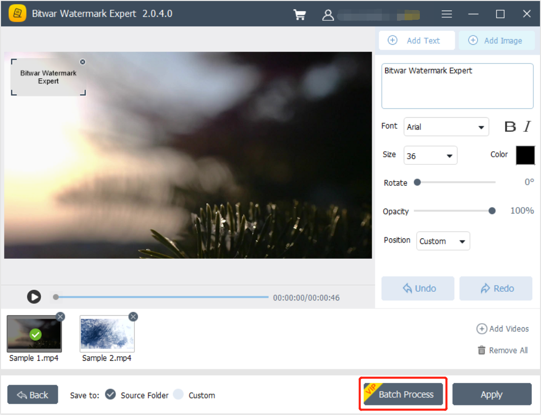 Batch Process Video Text Watermark
